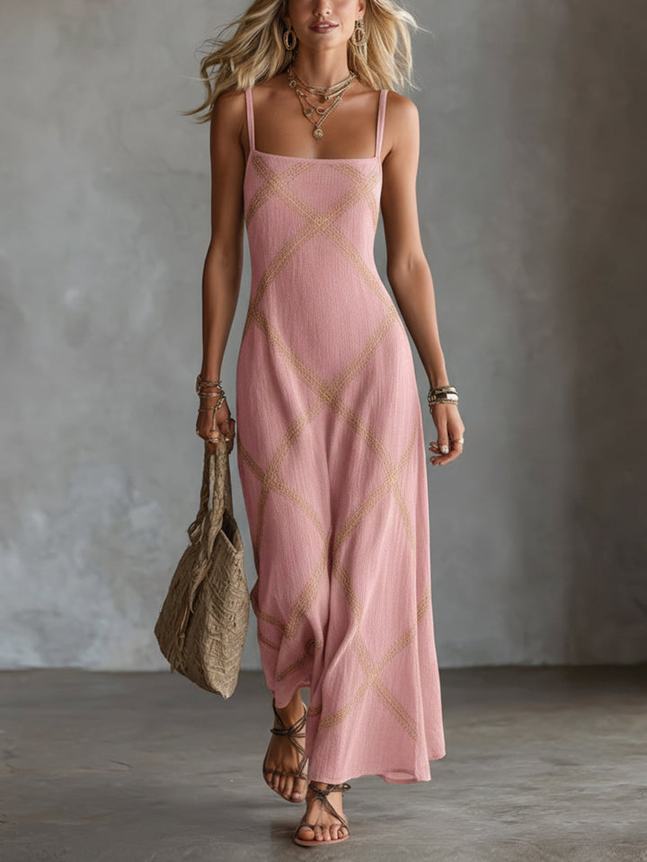 Renée – Geometrisches Kleid Schwarz Camel