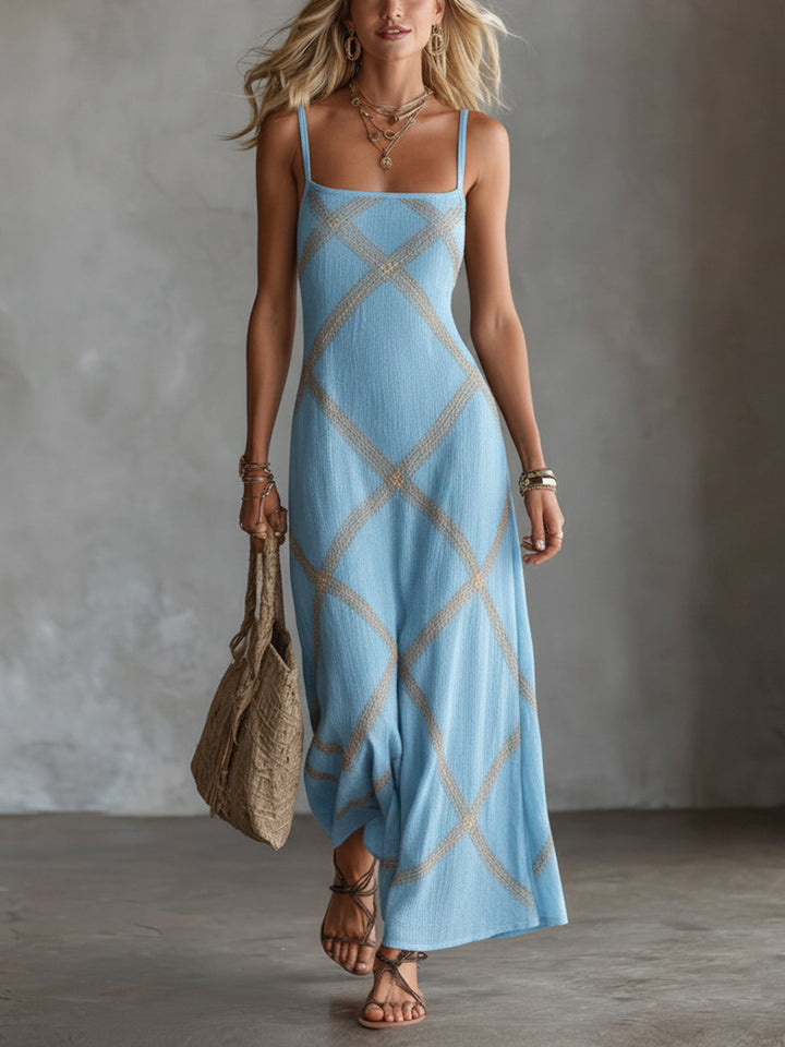 Renée – Geometrisches Kleid Schwarz Camel