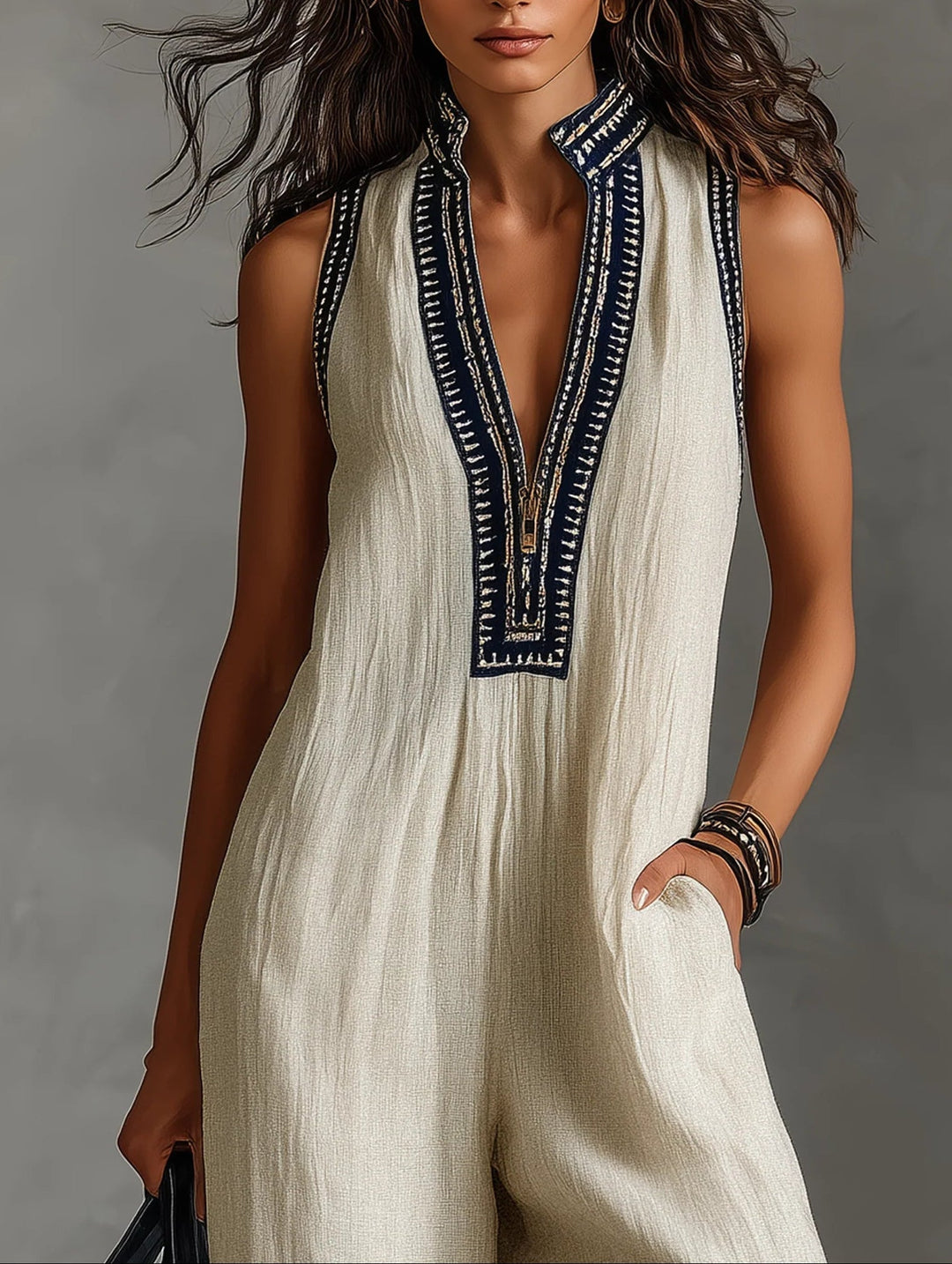Fiamma  | Ärmelloser Jumpsuit mit hohem Kragen