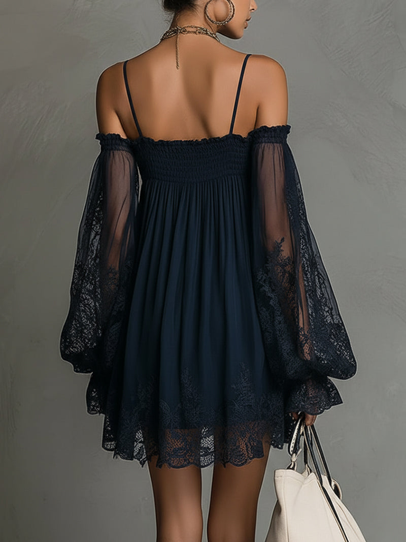 Noemi | Marineblaues Chiffon-Minikleid