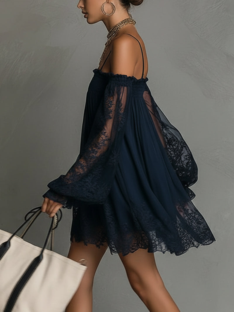Noemi | Marineblaues Chiffon-Minikleid