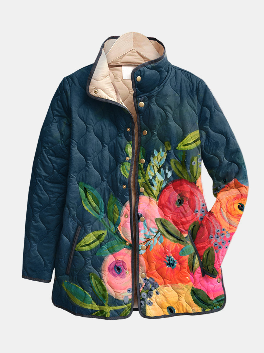 Valcor | Steppjacke mit gemalten Blumen Camille