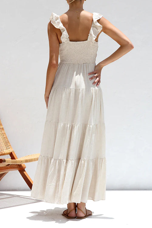Juliet | V-Ausschnitt Rüschens Maxikleid