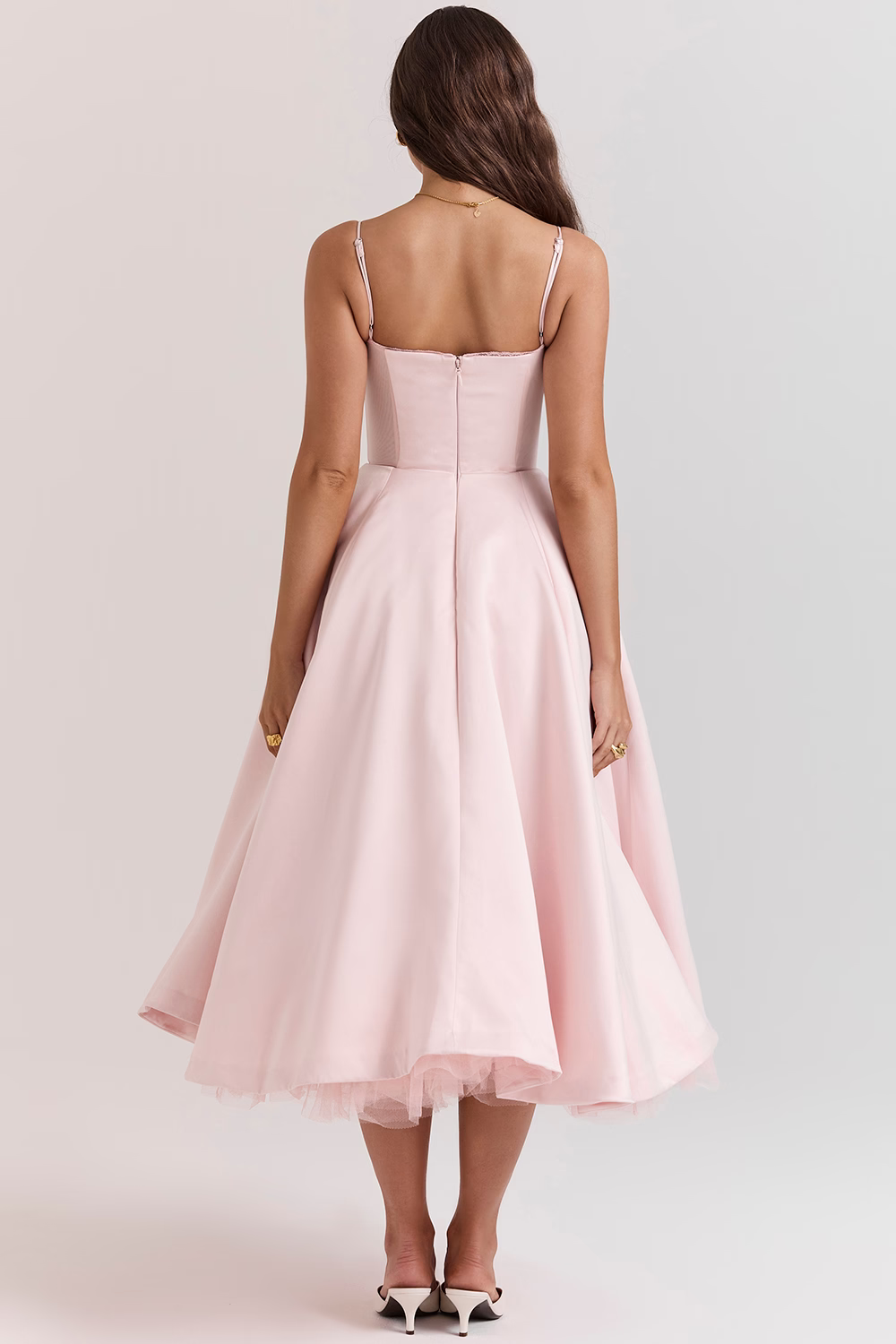 Luce - Satin Tüll Midi Kleid