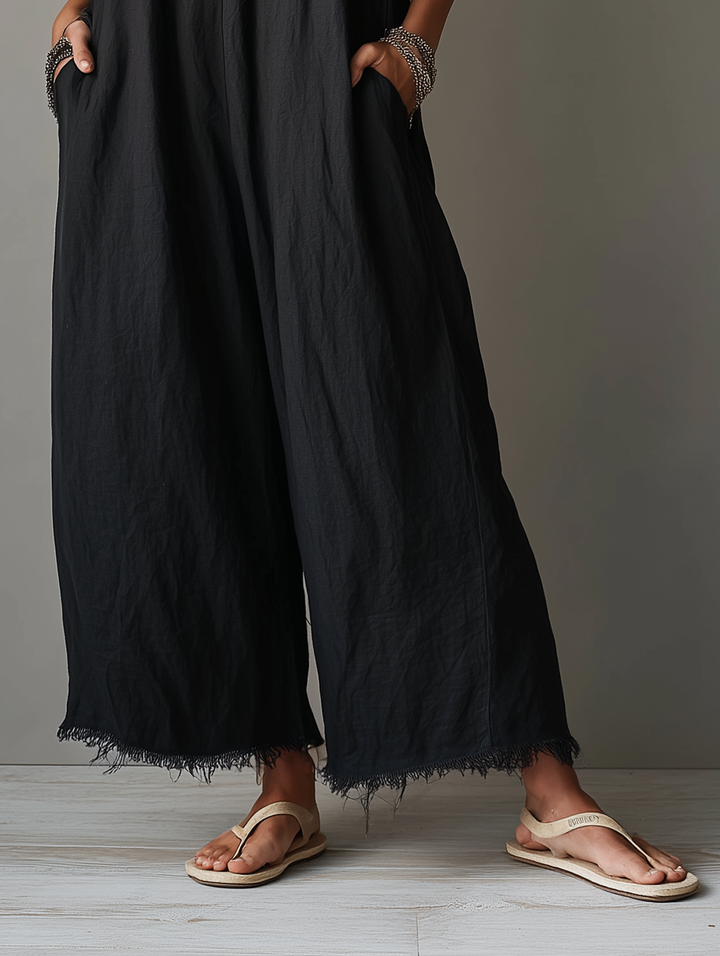 Pascale | Minimalistische Leinen-Latzhose für Frauen