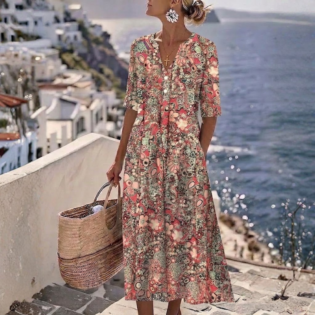Janice™ | Elegantes Sommer-Midikleid mit Bauchbedeckung