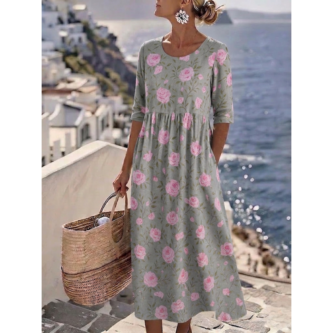 Sophia™ - Elegantes Floral Sommer-Midi-Kleid