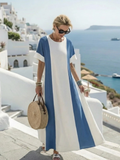 Soraya | Kurzarm Farbblock Maxi Kleid