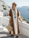 Calindra | Kurzarm Farbblock Relaxed Maxi Kleid