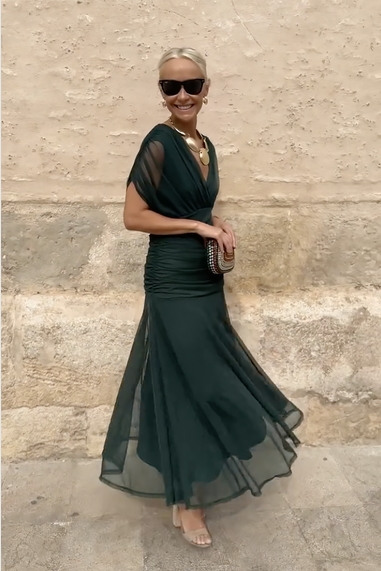 Valentina | V-Ausschnitt Maxikleid