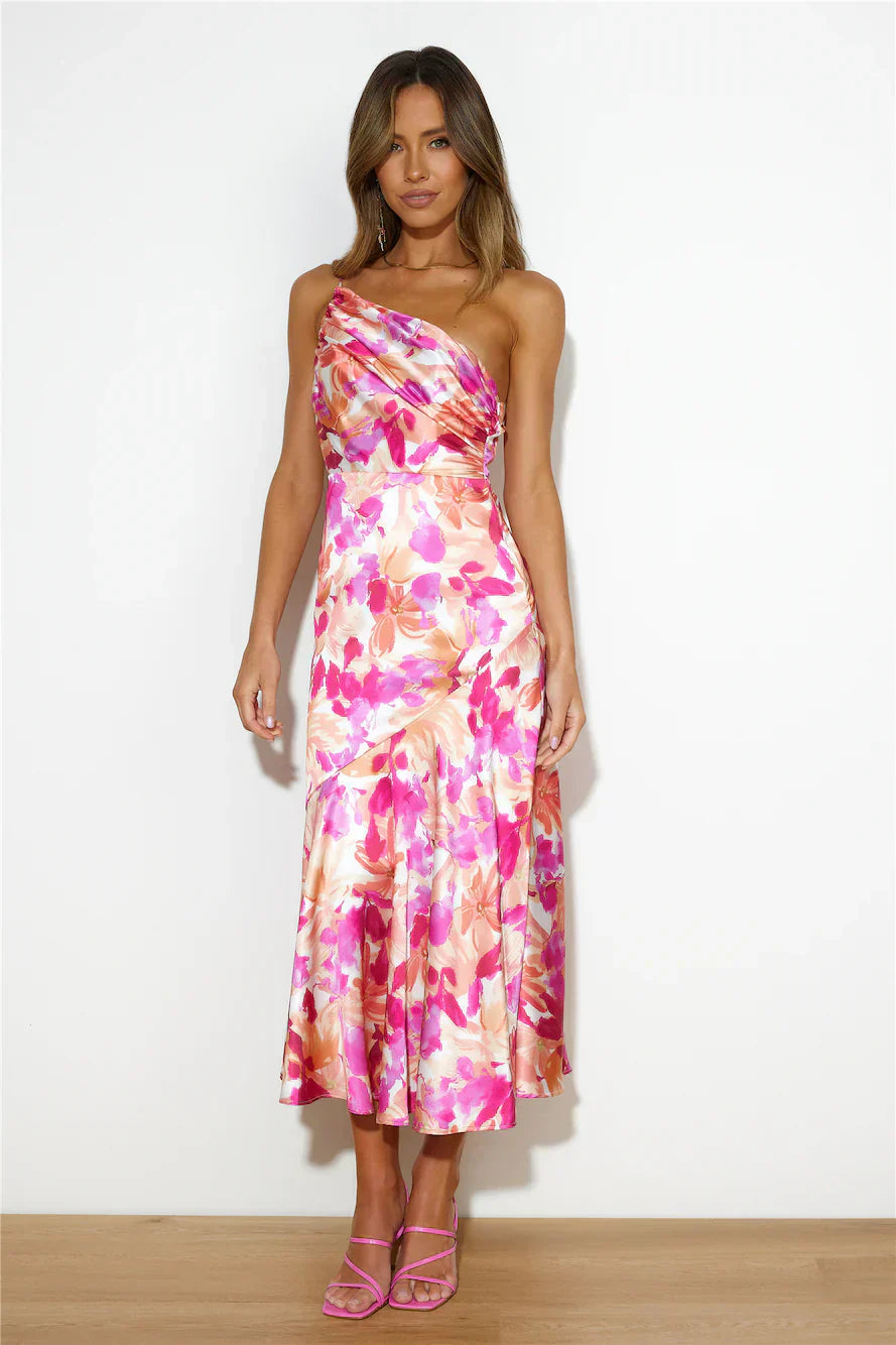 Eliza - Ein-Schulter Midi Kleid