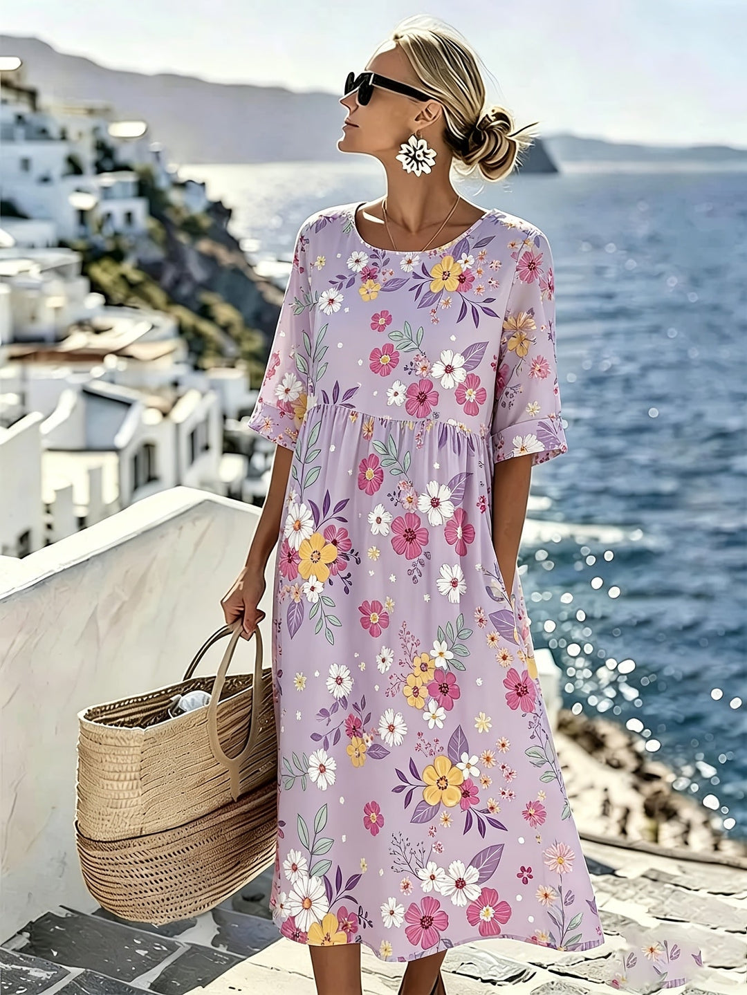 Amelia™ - Elegantes florales Sommer-Midi-Kleid