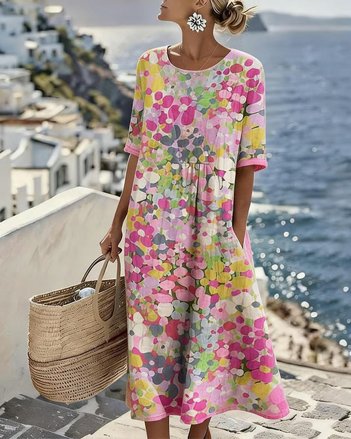 Elena™ - Elegantes Blumenkleid für den Sommer in Midi-Länge