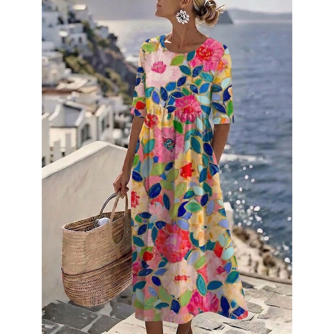 Aurelia™ - Elegantes Floral Sommer-Midikleid