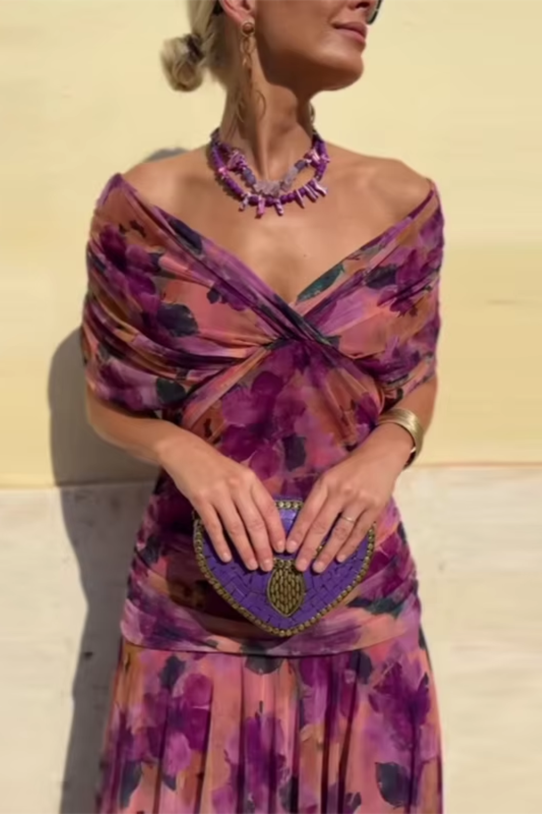 Valentina | V-Ausschnitt Maxikleid