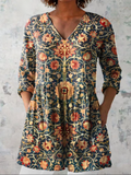 Celine | Lange Bluse mit V-Ausschnitt