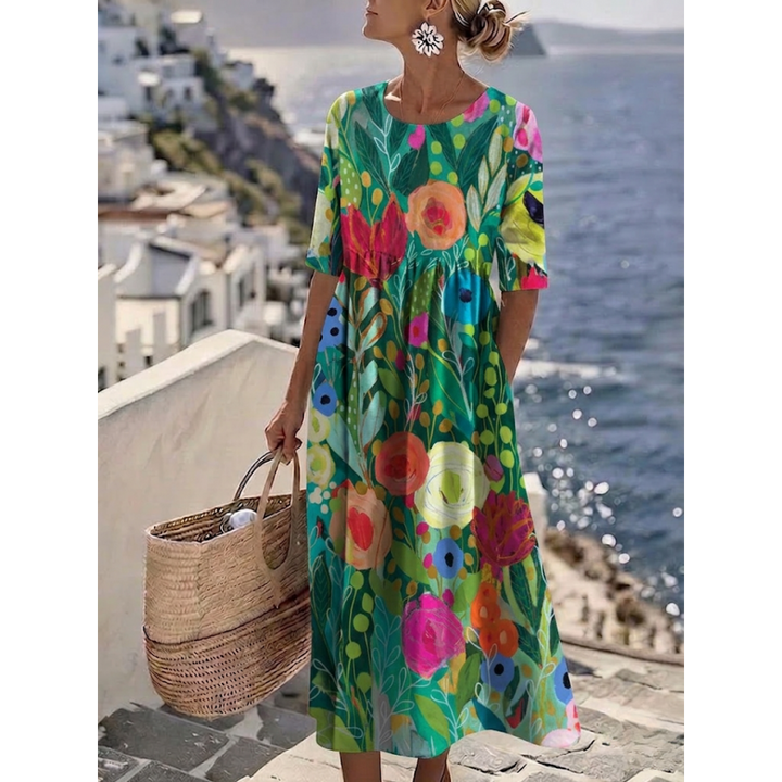 Aurelia™ - Elegantes Floral Sommer-Midikleid