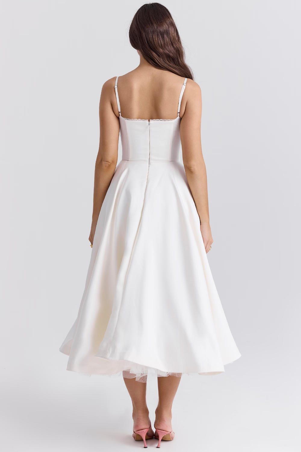 Luce - Satin Tüll Midi Kleid