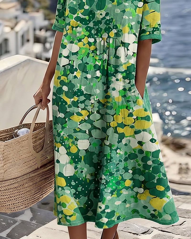 Elena™ - Elegantes Blumenkleid für den Sommer in Midi-Länge