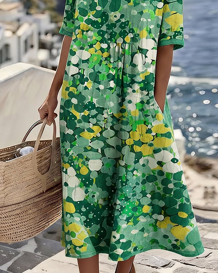 Elena™ - Elegantes Blumenkleid für den Sommer in Midi-Länge