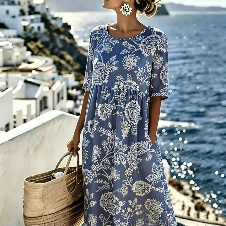Evie™ - Elegantes Blumenkleid für den Sommer in Midi-Länge