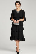 Anna | Elegantes Rüschenshirt Midi-Kleid