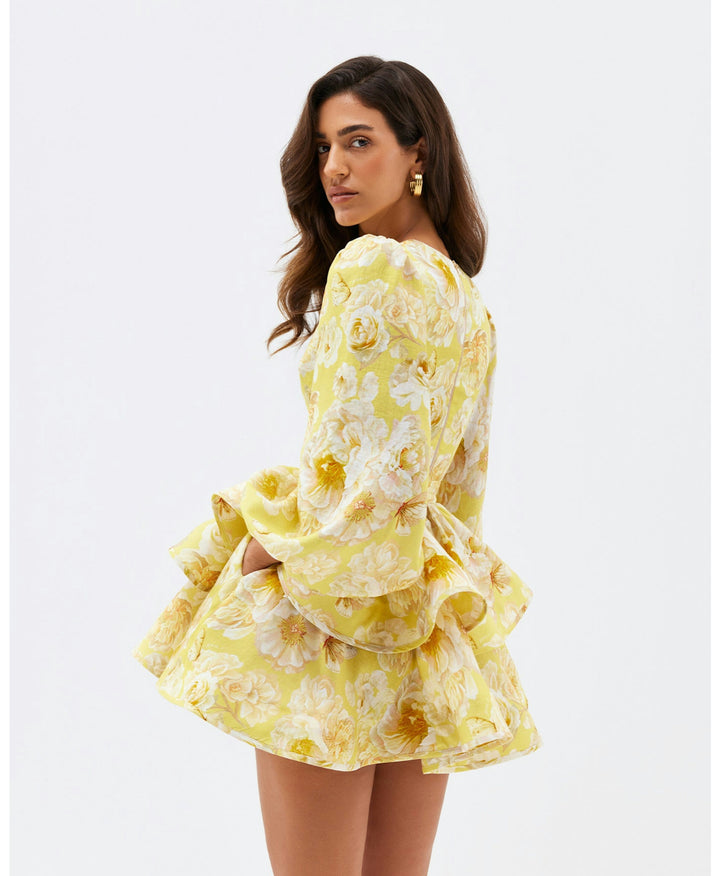 Raelynn - Florales Rüschenshirt Mini Kleid