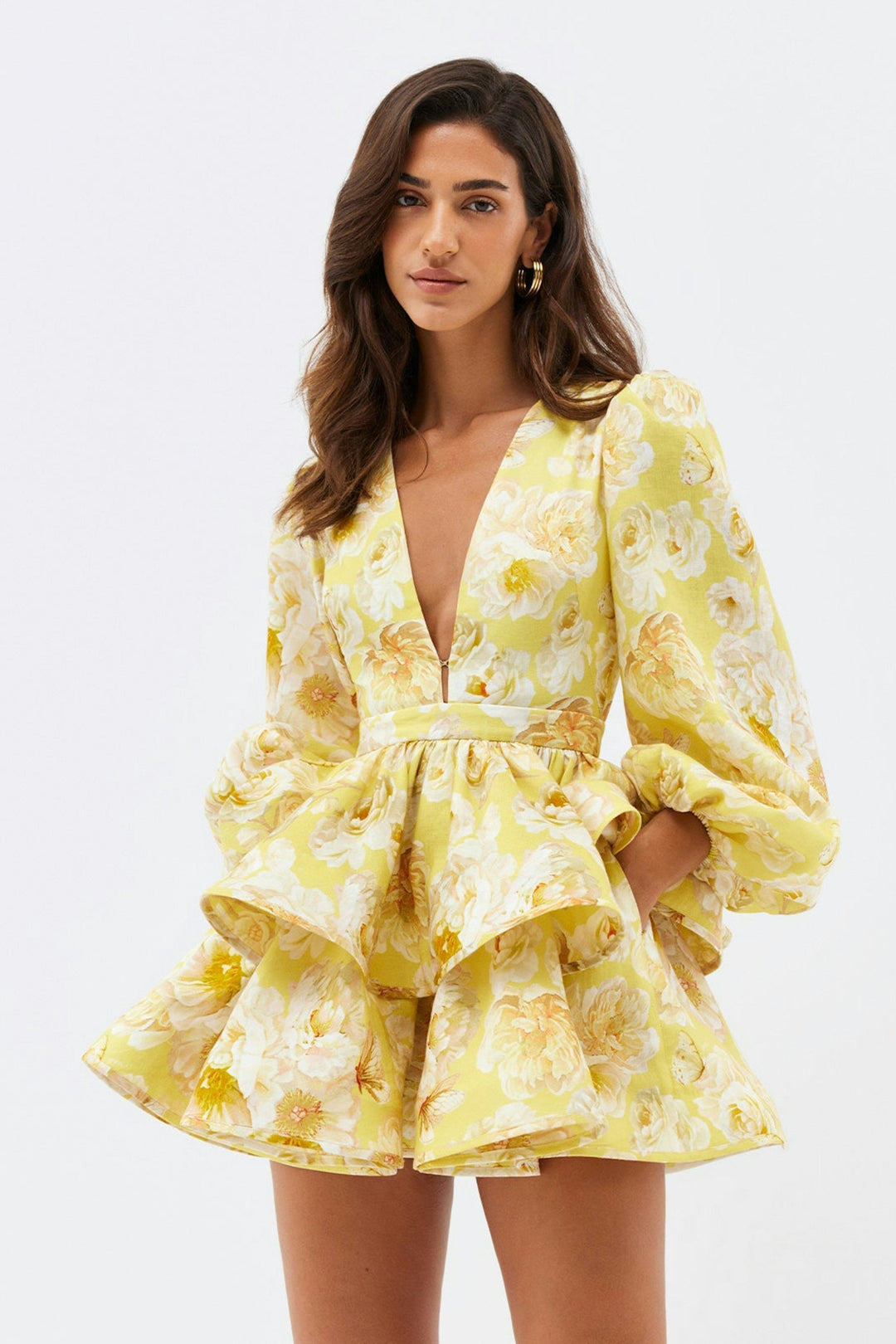 Raelynn - Florales Rüschenshirt Mini Kleid