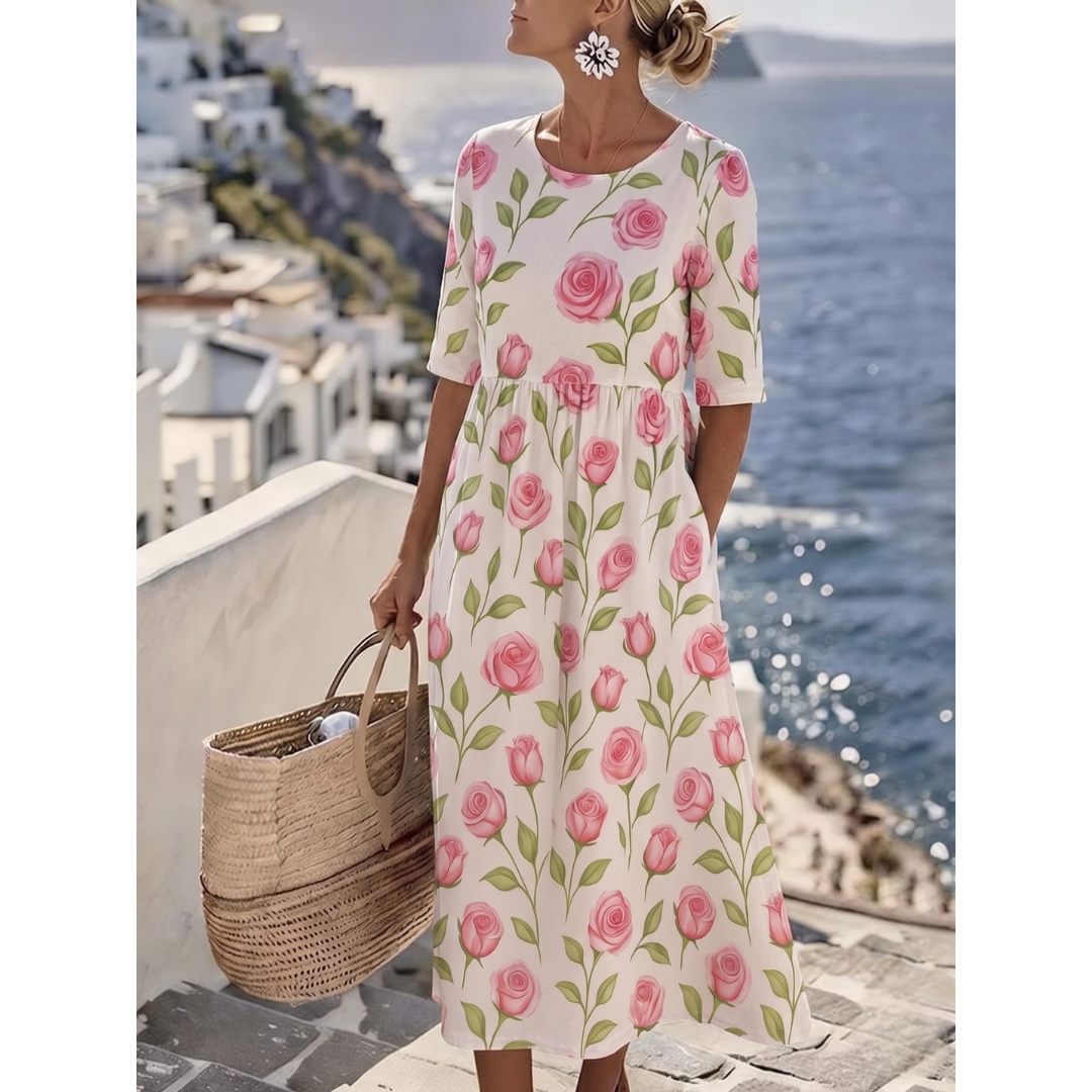 Sophia™ - Elegantes Floral Sommer-Midi-Kleid