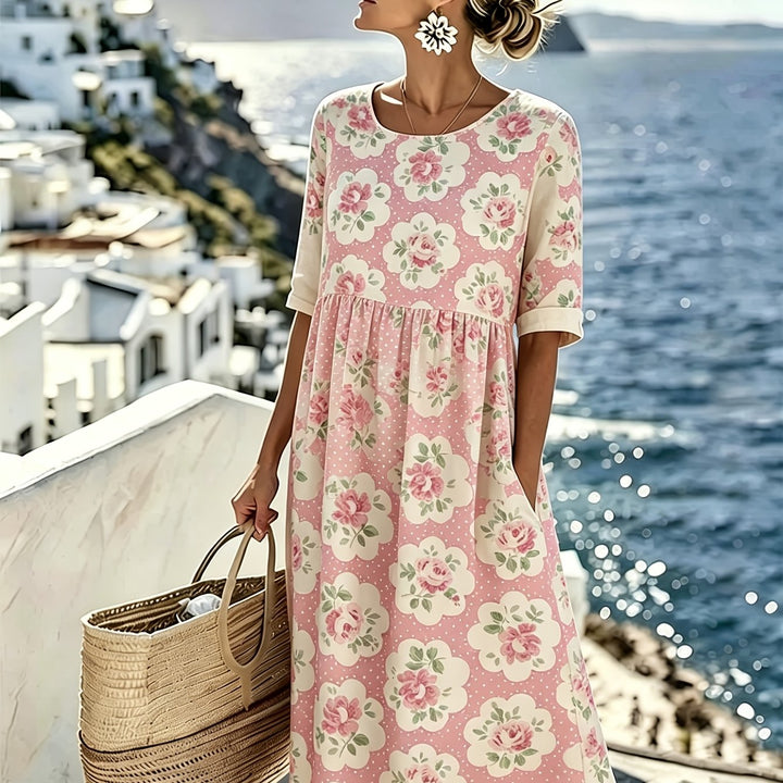 Rosalie™ | Vintage Rosen Garten Midi Kleid