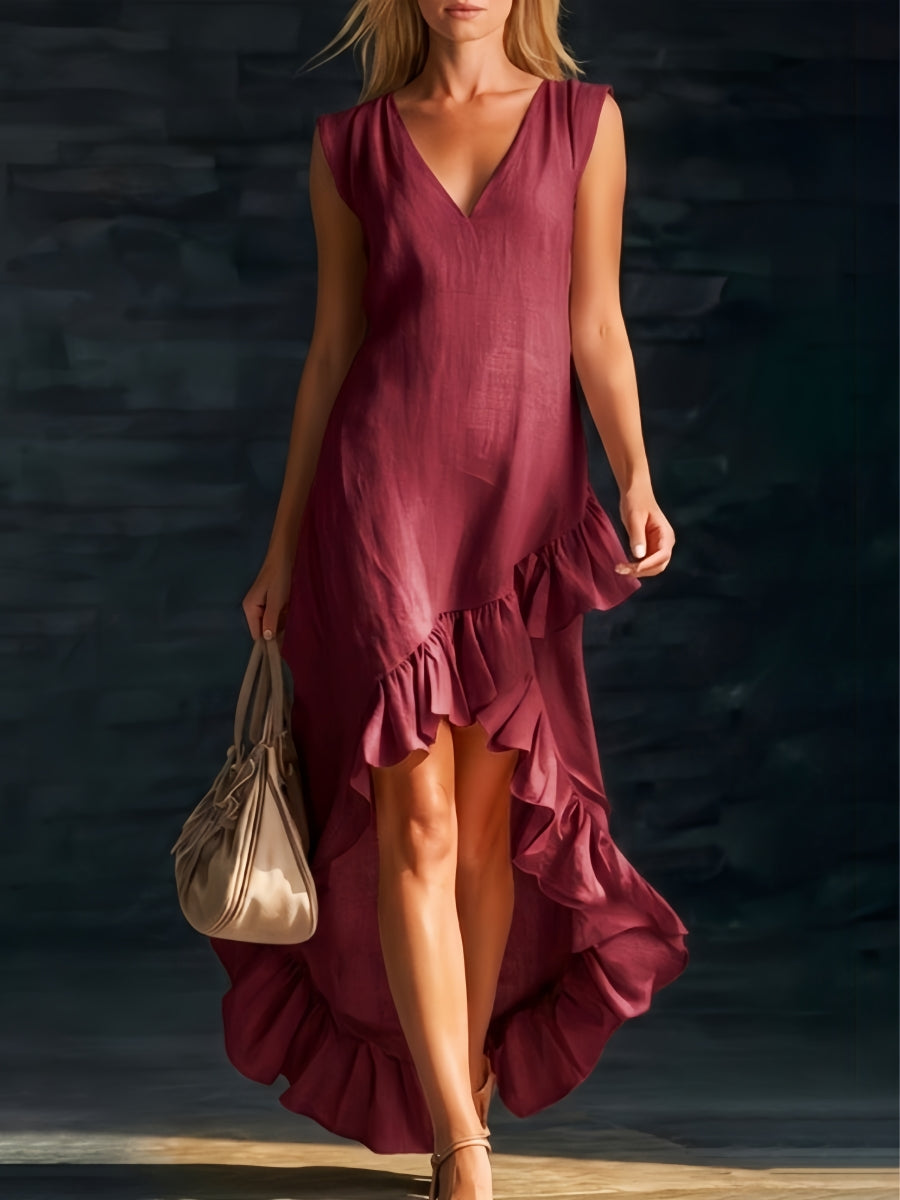 Sienna | Rüschenshirt High-Low Boho Kleid
