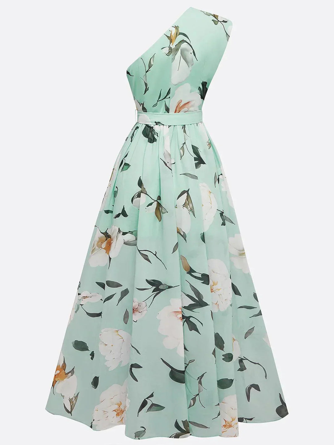 Sella - Rüschendes Ein-Schulter A-Linie Maxi Chiffon Kleid
