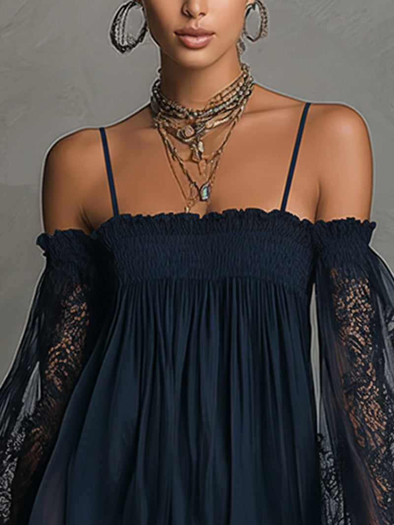 Noemi | Marineblaues Chiffon-Minikleid