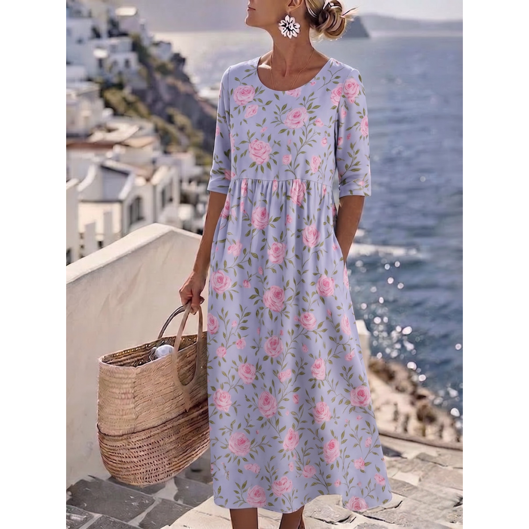 Sophia™ - Elegantes Floral Sommer-Midi-Kleid