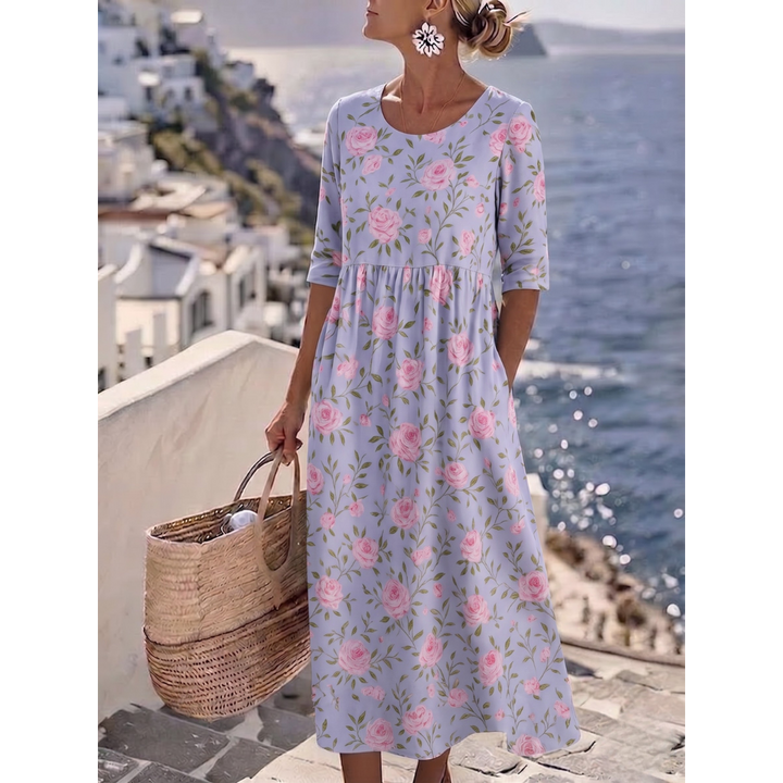 Sophia™ - Elegantes Floral Sommer-Midi-Kleid