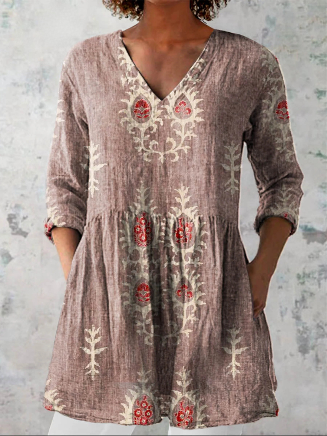 Elise | Lange Bluse mit V-Ausschnitt