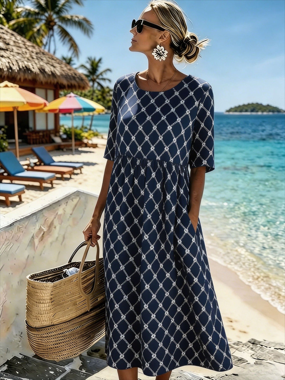 Nadia™ | Küsten-Eleganz Midi-Kleid