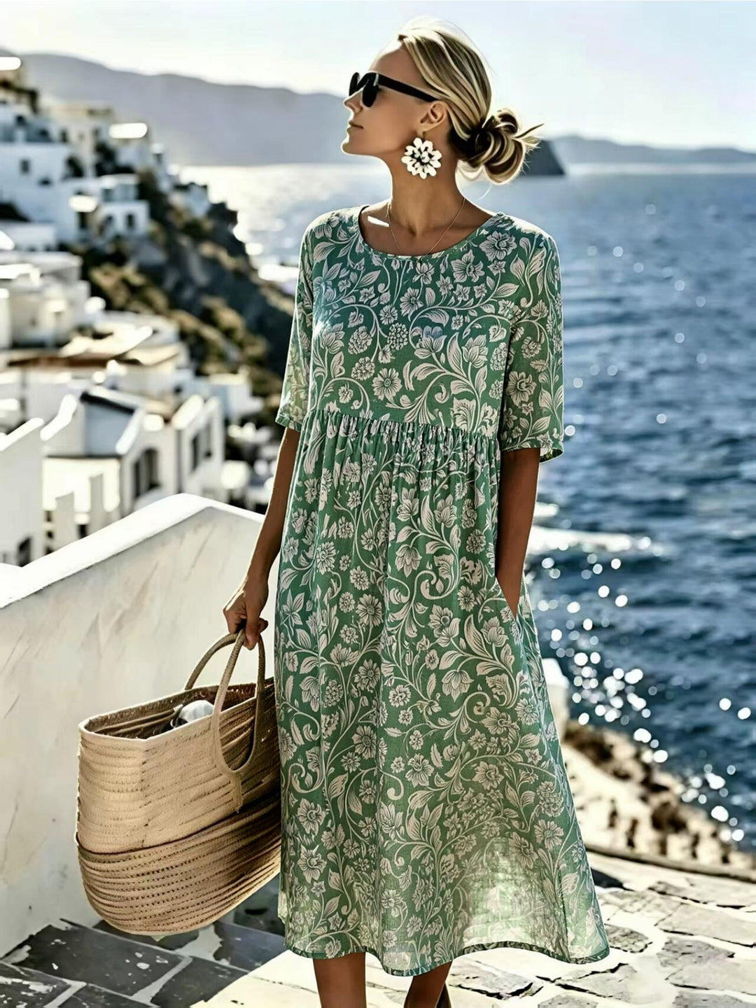 Amelia™ - Elegantes florales Sommer-Midi-Kleid
