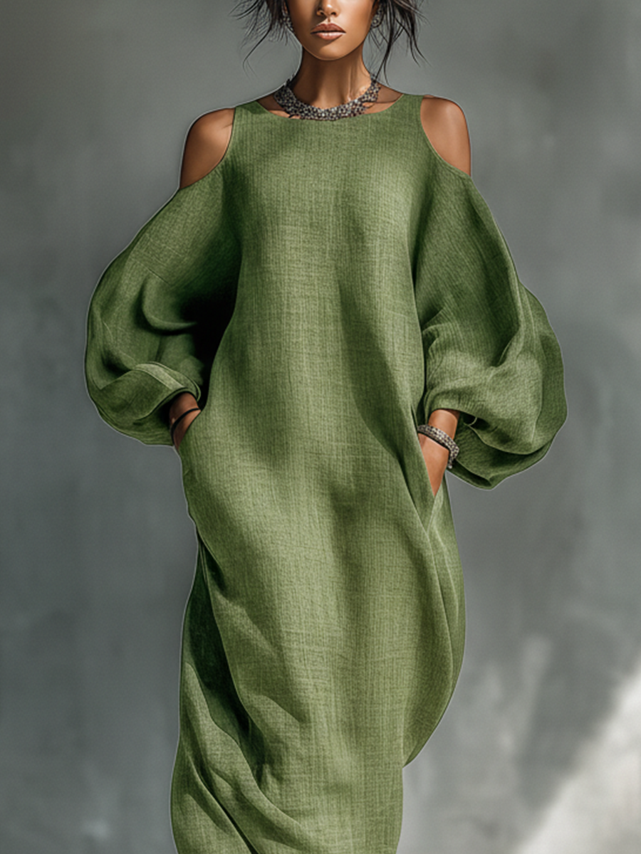 Georgina - Hellgrünes Off-Shoulder Maxikleid