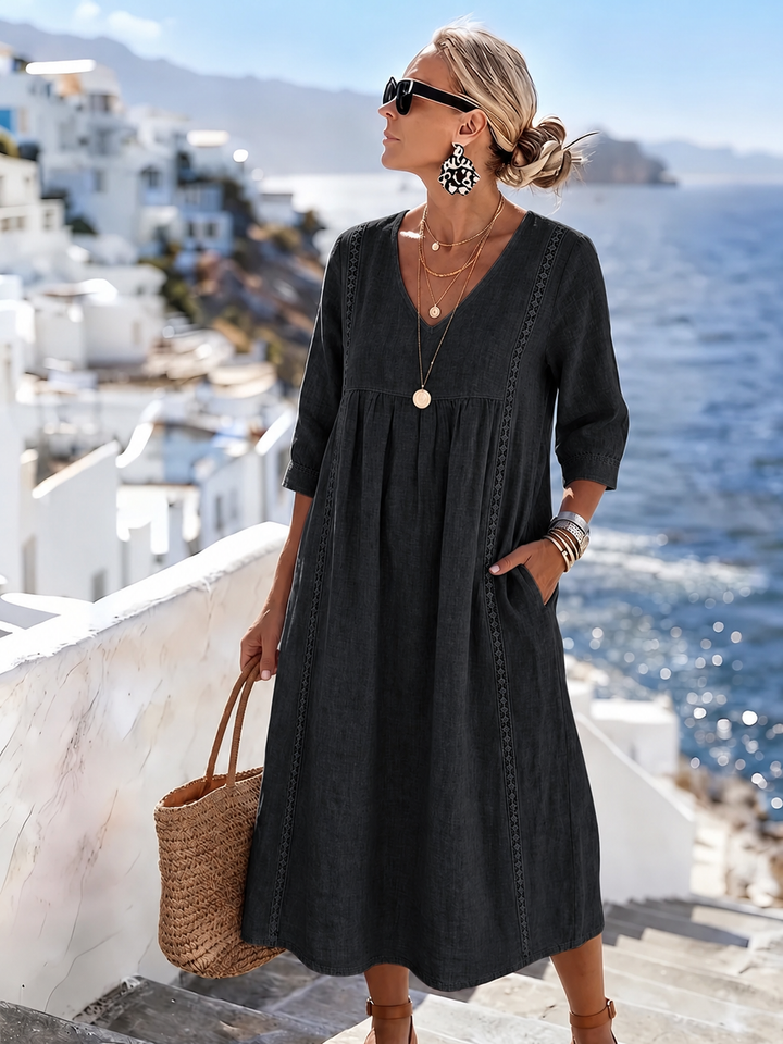 Helena - Lässiges, lockeres Patchwork-Spitzenkleid