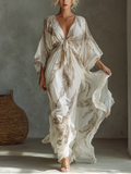 Morrisa - Maxikleid aus Chiffon in Elfenbein und Taupe