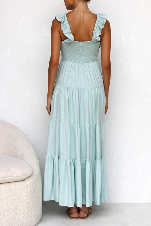 Juliet | V-Ausschnitt Rüschens Maxikleid