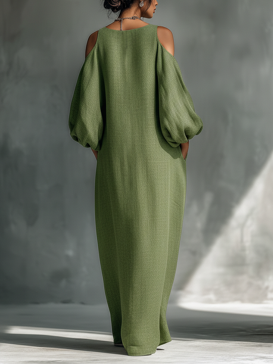 Georgina - Hellgrünes Off-Shoulder Maxikleid