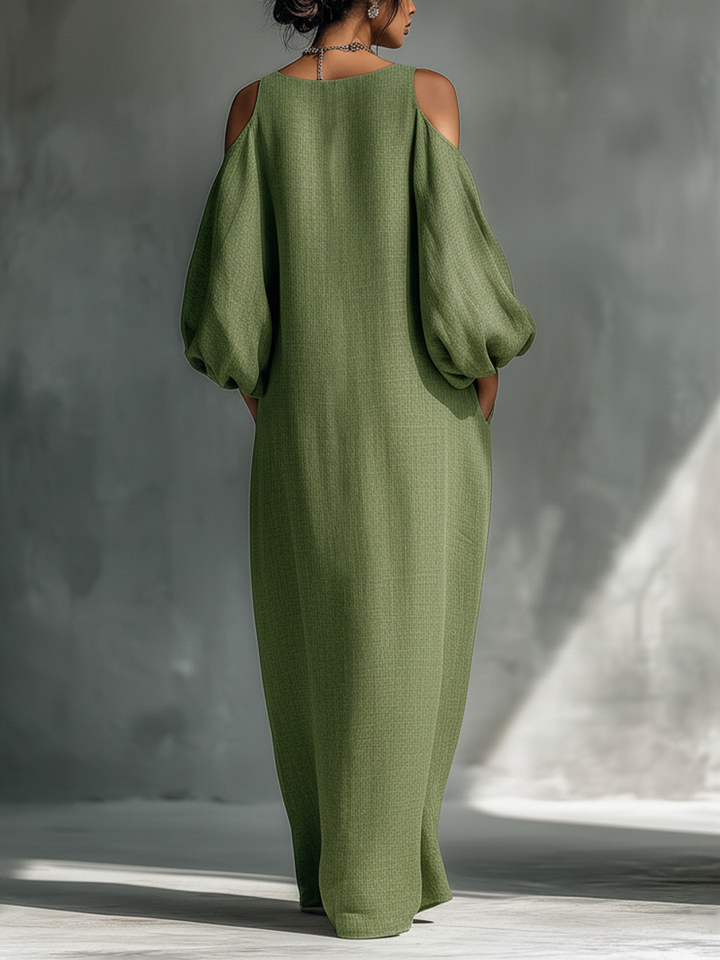 Georgina - Hellgrünes Off-Shoulder Maxikleid