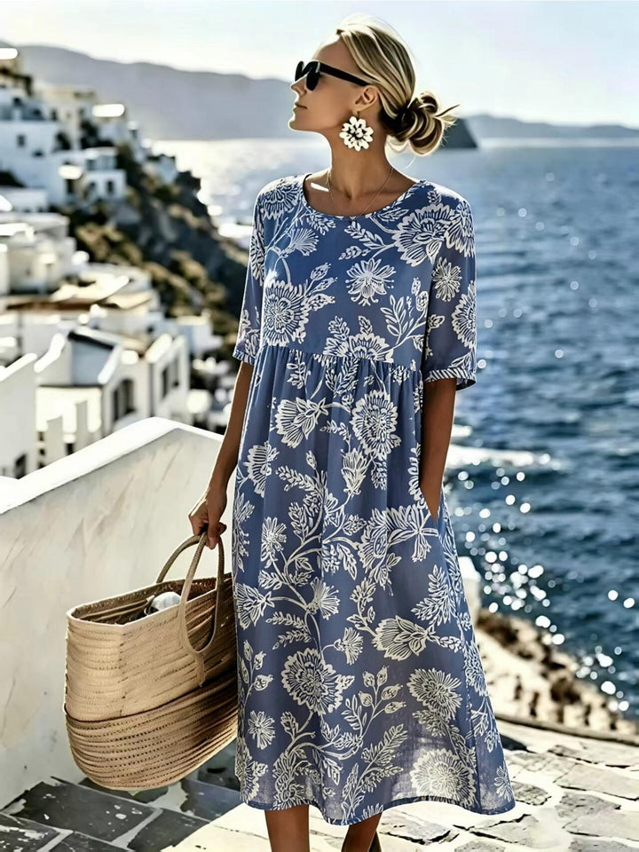 Evie™ - Elegantes Blumenkleid für den Sommer in Midi-Länge