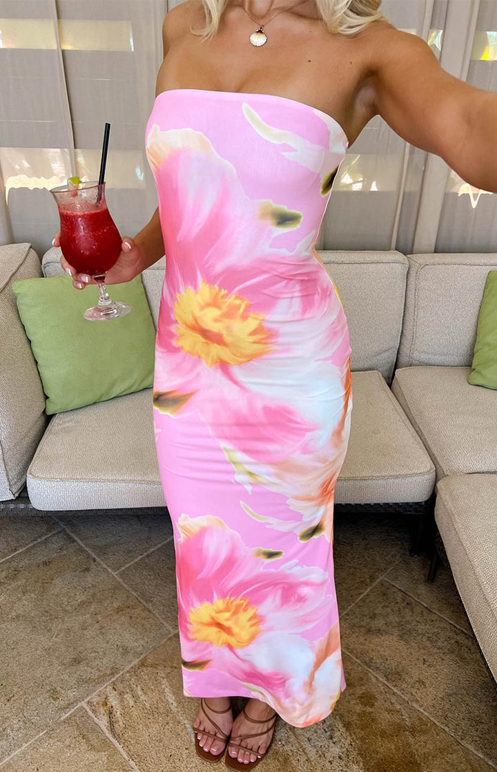 Arizona - Floral Mesh Maxi Kleid