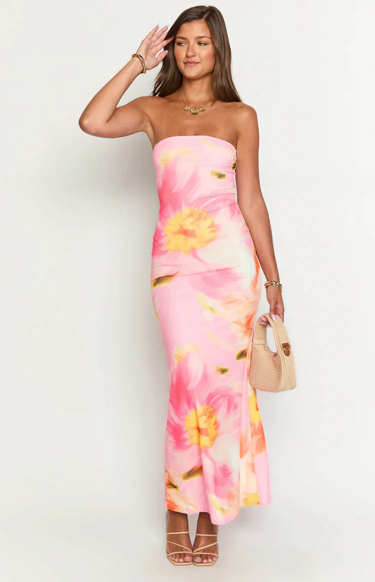 Arizona - Floral Mesh Maxi Kleid
