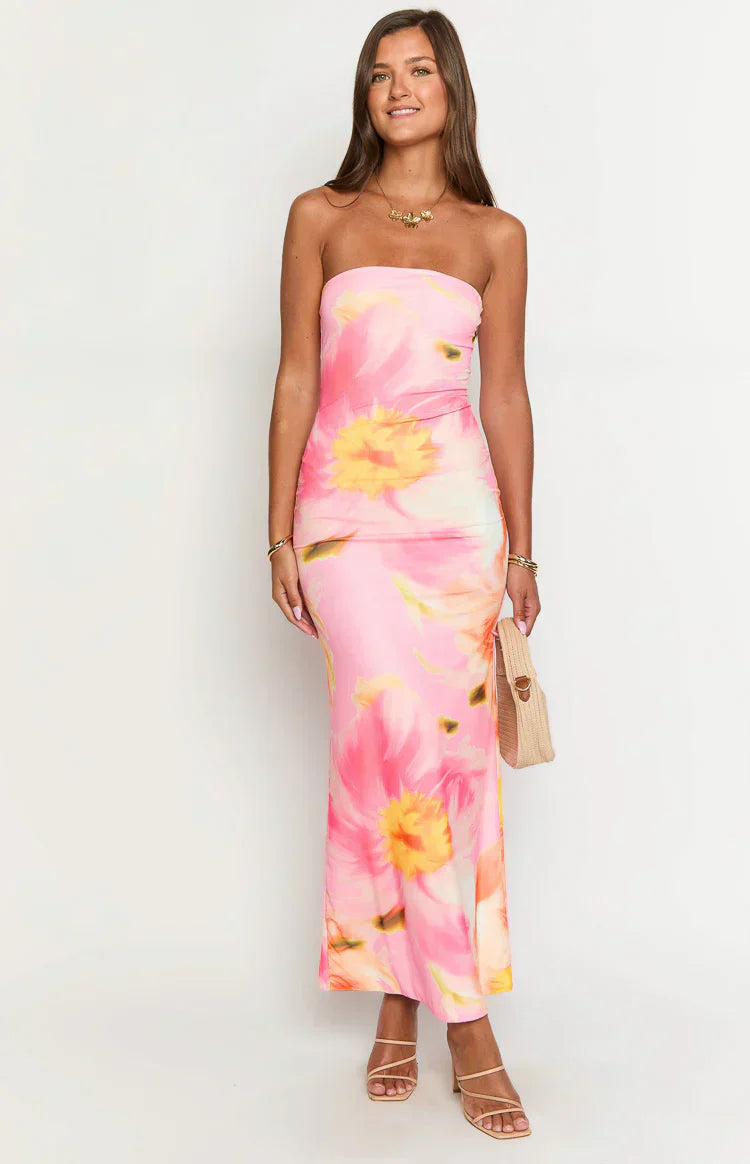 Arizona - Floral Mesh Maxi Kleid