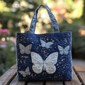 Handgefertigte Tasche mit Silberner Schmetterling
