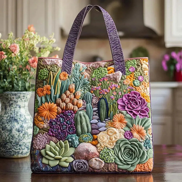 Handgefertigte Tasche mit Sukkulenten